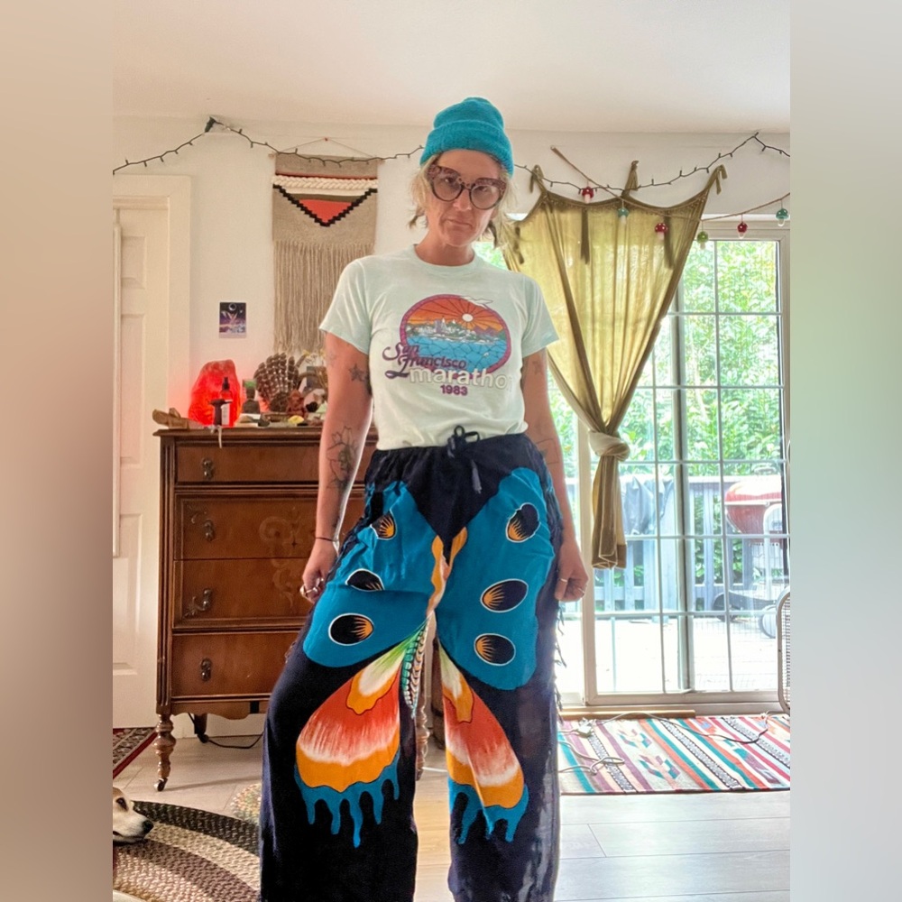 1990’s vintage hippie butterfly boho flowy pants women’s size medium/large